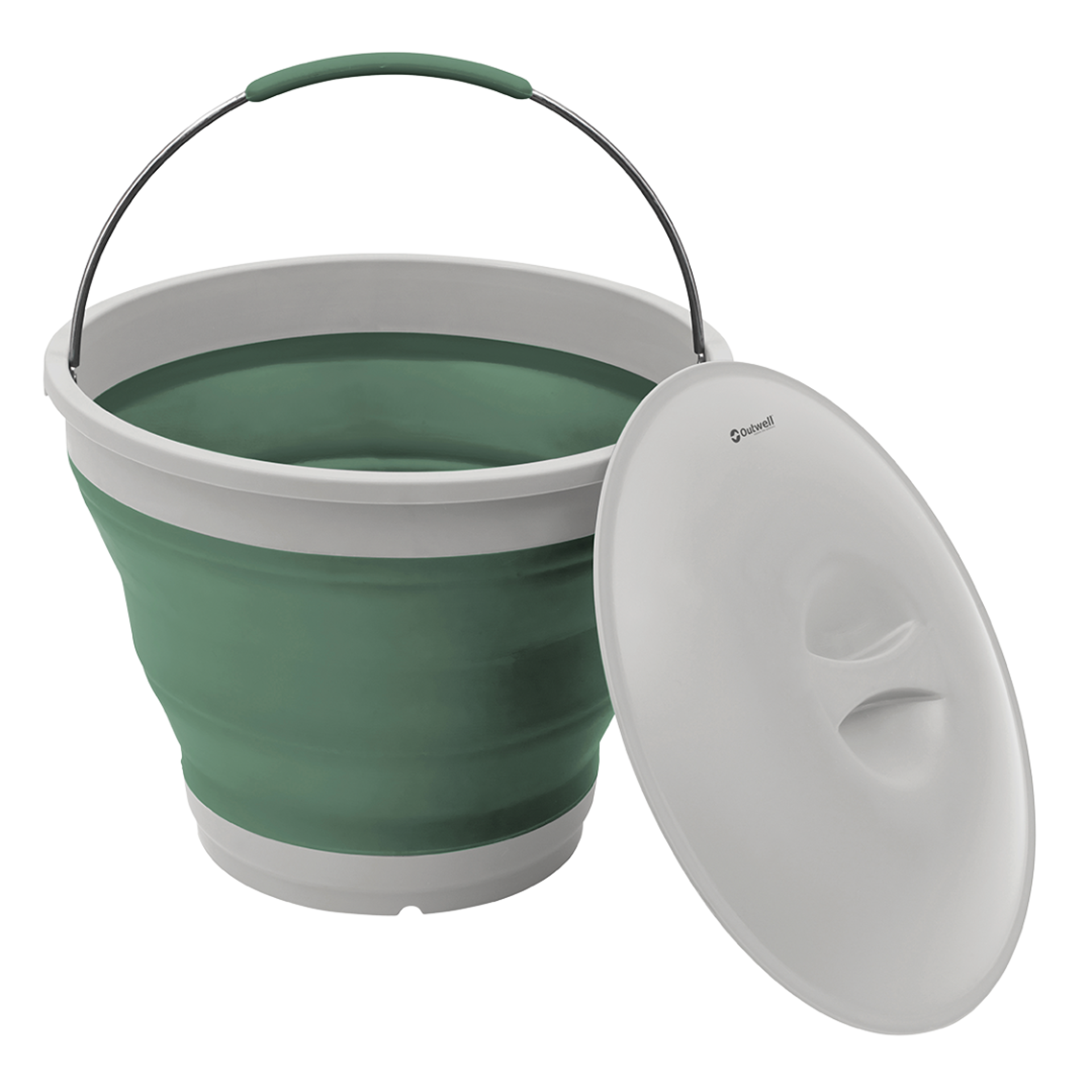 Skládací kbelík s víkem Outwell Collaps Bucket Round Shadow Green