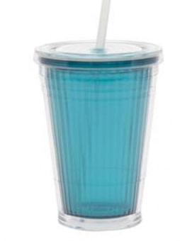 Pohárek s víčkem a brčkem modrá