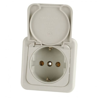 Vnitřní zásuvka SYSTEM 10000 230V s víčkem, světle šedá