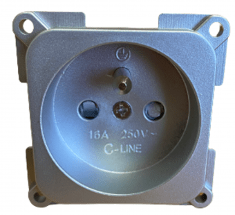 Vnitřní zásuvka C-line 220V s kolíkem stříbrná