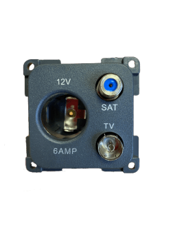 Kombinovaná zásuvka C-line 12V/sat/ant tmavě šedo-stříbrná